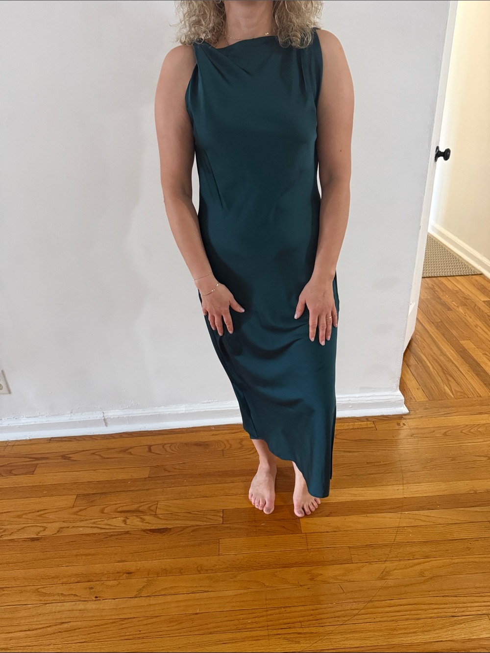 Banana Republic Teal Green Sleeveless Satin Maxi Dress